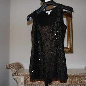 White House Black Market Black sequenced sleeveless Woman's top Size S- NWOT